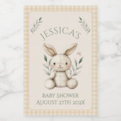 ~Boho Bunny Neutral Baby Shower Weinetikett (Einzelnes Label)
