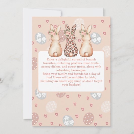 Boho Bunny Personalisiert Ostern Brunch Einladung (Rückseite)