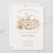 Boho Bunny Rabbit Pink Girl Babydusche Einladung (Vorderseite)