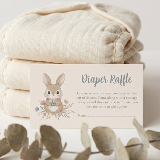 Boho Bunny Watercolor Diaper Raffle Begleitkarte