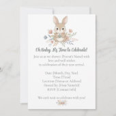 Boho Bunny Watercolor Stripe Baby Shower Einladung (Vorderseite)