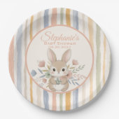 Boho Bunny Watercolor Stripe Plate Pappteller (Vorderseite)