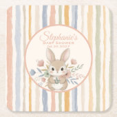 Boho Bunny Watercolor Stripe  Rechteckiger Pappuntersetzer (Vorderseite)