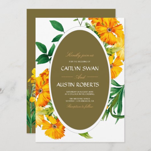 boho bunt botanische Wildblumen modern Einladung (Vorne/Hinten)