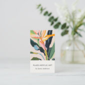 Boho Bunte Paradiesvögel Gemalte Blumen Visitenkarte (Stehend Vorderseite)