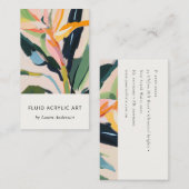 Boho Bunte Paradiesvögel Gemalte Blumen Visitenkarte (Vorne/Hinten)