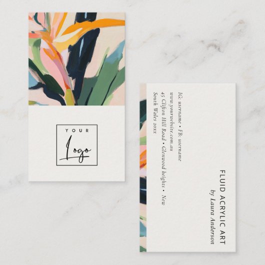 Boho-Bunte-Vogel-der-Paradies-Blumen-Logo Visitenkarte (Vorne/Hinten)