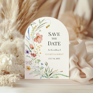 Boho Bunte Wildblumen Tor Save the Date Einladung