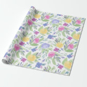 Boho Buntes Frühlings-Aquarell-Blumenmuster Geschenkpapier (Ungerollt)
