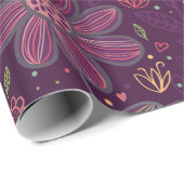 Boho buntes Spaß-Vogel-Muster Geschenkpapier (Rolleneckpunkt)