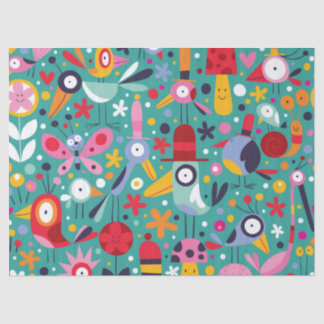 Boho buntes Spaß-Vogel-Muster Seidenpapier