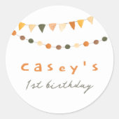 Boho Bunting Flags Gender Neutral Birthday Party Runder Aufkleber (Vorderseite)