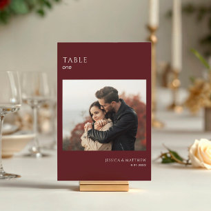 Boho-Burgund-Foto-Hochzeit Tischnummer