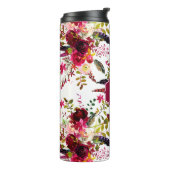 Boho Burgund Marsala Wasserfarbe Floral Monogramm Thermosbecher (Nach links gedreht)