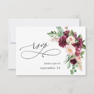 Boho Burgund & Pink Floral & Greenery mit Essens-R RSVP Karte