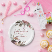 Boho Burgund Rose fallen in Liebe Blumenhochzeit Pappteller (Party)