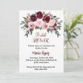 Boho Burgund und Blush Brautparty Einladung (Stehend Vorderseite)