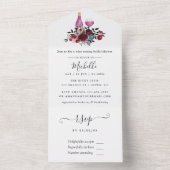 Boho Burgund und Navy Brautparty Weinprobe All In One Einladung (Innen Boden)