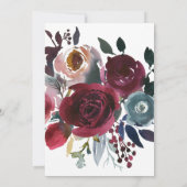 Boho Burgund und Navy Brautparty Weinprobe Einladung (Rückseite)