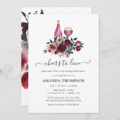 Boho Burgund und Navy Brautparty Weinprobe Einladung (Vorne/Hinten)