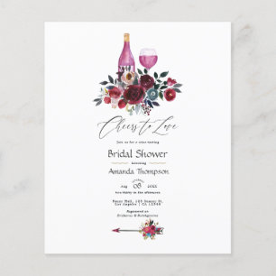 Boho Burgund und Navy Brautparty zur Weinprobe Flyer