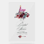 Boho Burgund und Navy Weinprobe Bridal Willkommen Acrylschild (Vorderseite)