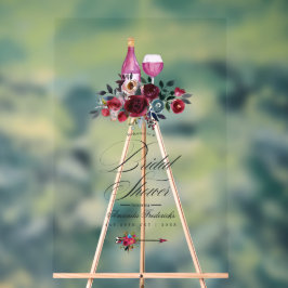 Boho Burgund und Navy Weinprobe Bridal Willkommen Acrylschild