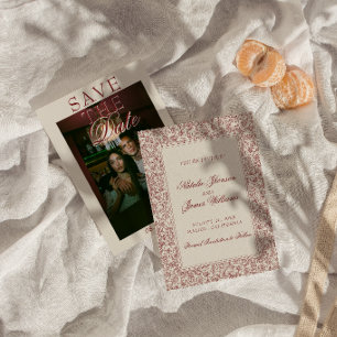Boho Burgund Weinblumen Botanische Foto Hochzeit Save The Date