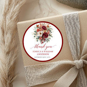 Boho Burgund Weinlaub Hochzeit Sticker Design