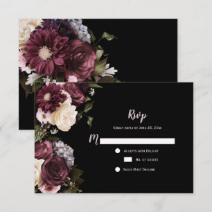 Boho Burgund Weinweiß Floral Zusagen RSVP Karte