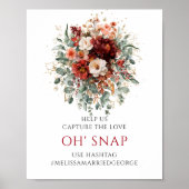 Boho-Burgunder-Herbst-Blumen Oh Snap-Tischschild Poster (Vorne)