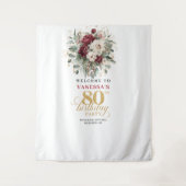 Boho Burgunder-Rouge 80. Geburtstag-Teppich Wandteppich (Vorderseite)