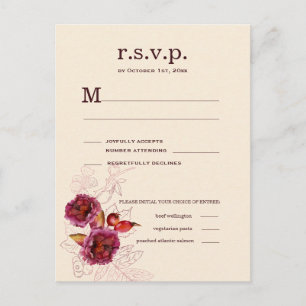 Boho Burgunderrose RSVP Postkarte