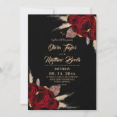 Boho-Burgunderrosen-Hochzeit Einladung (Vorderseite)