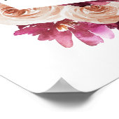 Boho Burgundy Baby Shower Girl Begrüßungszeichen Poster (Ecke)