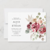 Boho Burgundy Blume Eucalyptus Wedding Einladung (Vorderseite)
