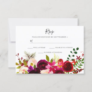 Boho Burgundy Blume Frühjahrswoche RSVP Karte