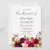 Boho Burgundy Blume Vow Renewal Einladung (Vorderseite)