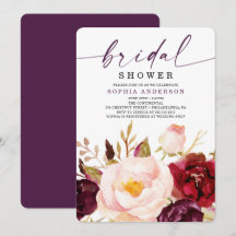 Boho Burgundy Blumendusche Einladung