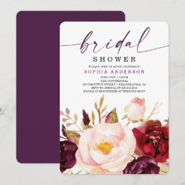 Boho Burgundy Blumendusche Einladung