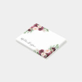 Boho Burgundy & Blush Bloral Personalisiert Post-it Klebezettel (angewinkelt)