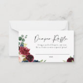 Boho Burgundy Blush Diaper Raffekarte Mitteilungskarte (Vorderseite)