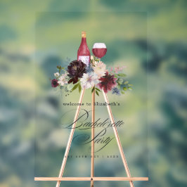 Boho Burgundy Blush Dusty Blue Bacheloretto Acrylschild