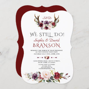 Boho Burgundy Blush Floral Antlers WIR NOCH tun Einladung