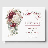 Boho burgundy blush gold florale Hochzeitsgast-Buc Gästebuch (Vorderseite)