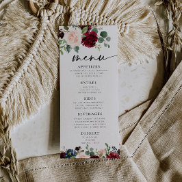 Boho Burgundy Blush Menu Menükarte