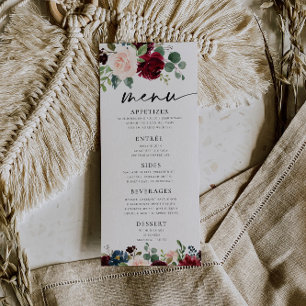 Boho Burgundy Blush Menu Menükarte