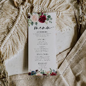 Boho Burgundy Blush Menu Menükarte