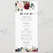 Boho Burgundy Blush Menu Menükarte (Vorderseite)