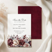 Boho Burgundy & Blush Save the Date Card